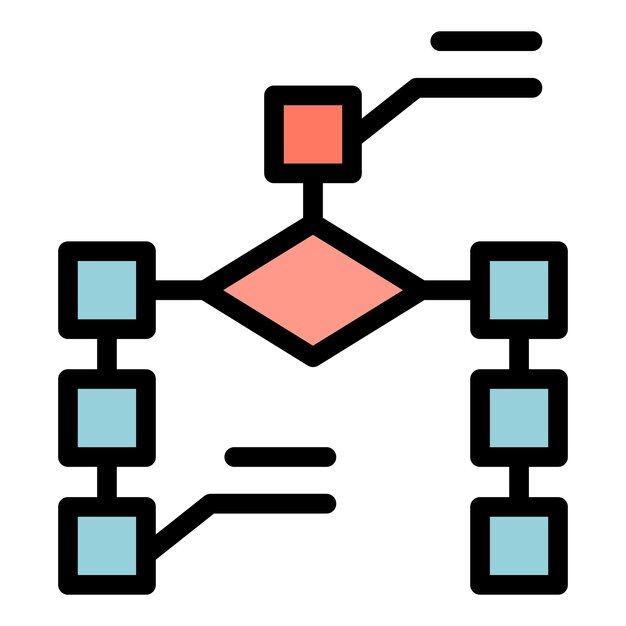 Programmierschema-Symbolumrissvektor Cms-Entwicklung Webdesign-Farbe flach