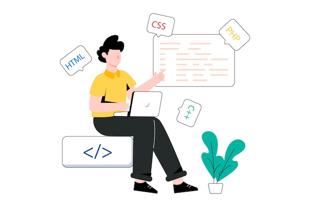 Programmiersprachen-flache Art-Design-Vektorillustration. Abbildung auf Lager