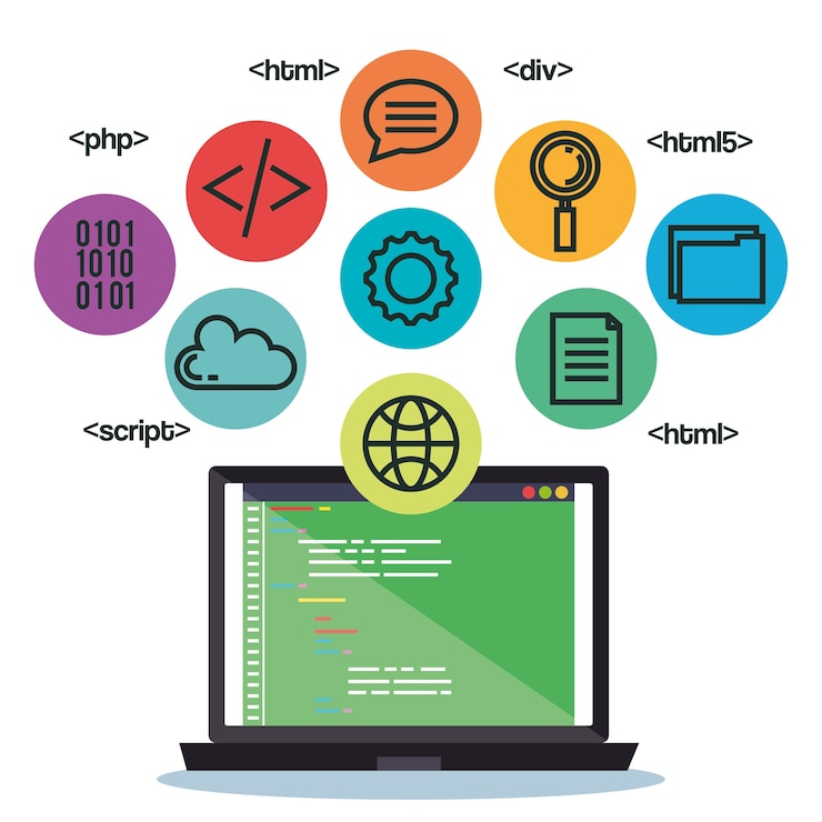 Vektor programmiersprachen setzen icons