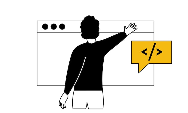 Programmierung von Webentwicklungs- und Geschäftstechnologie-Kodierungswebsitevektorillustrationskonzepten