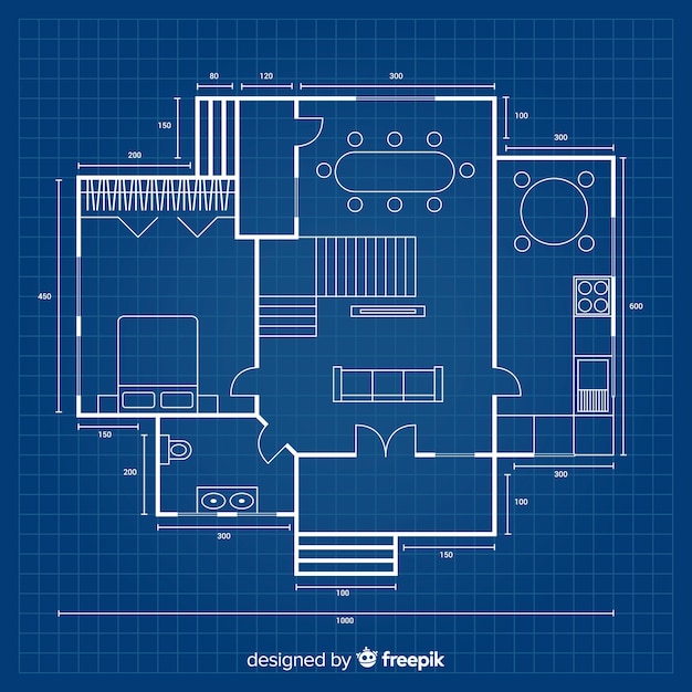 Vektor projekt in blaupause für ein neues haus