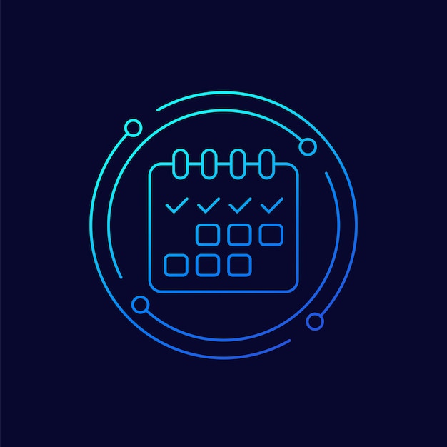 Projektmanagement-liniensymbol mit einem kalender