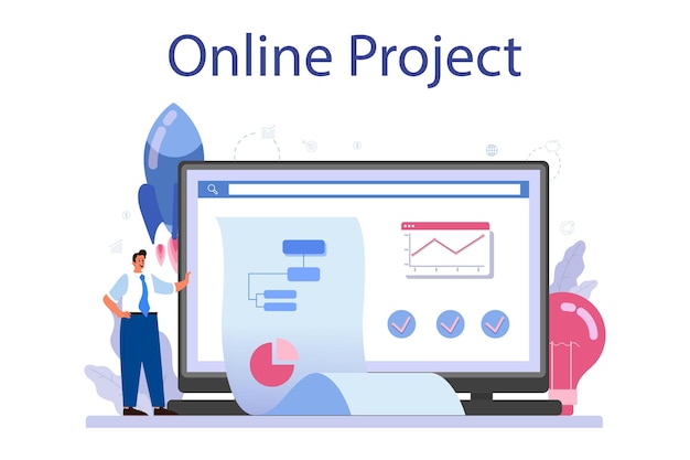 Projektstart Onlinedienst oder Plattform. Start der Geschäftsentwicklungsidee.