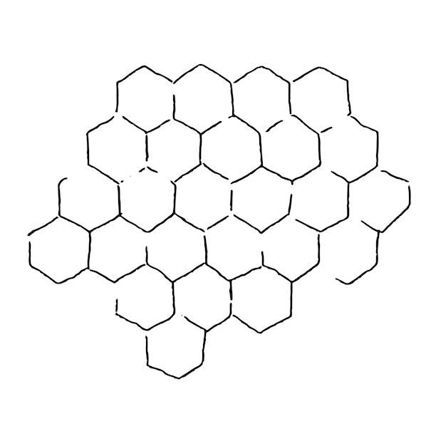 Propolis-wabenskizze. handgezeichnete grunge-wabe. schwarz-weiß-bild bienenwachs. bienenhonig