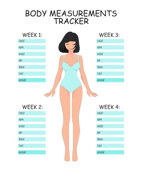 Protokoll der körpermaße. gewichtsverlust-tracker.