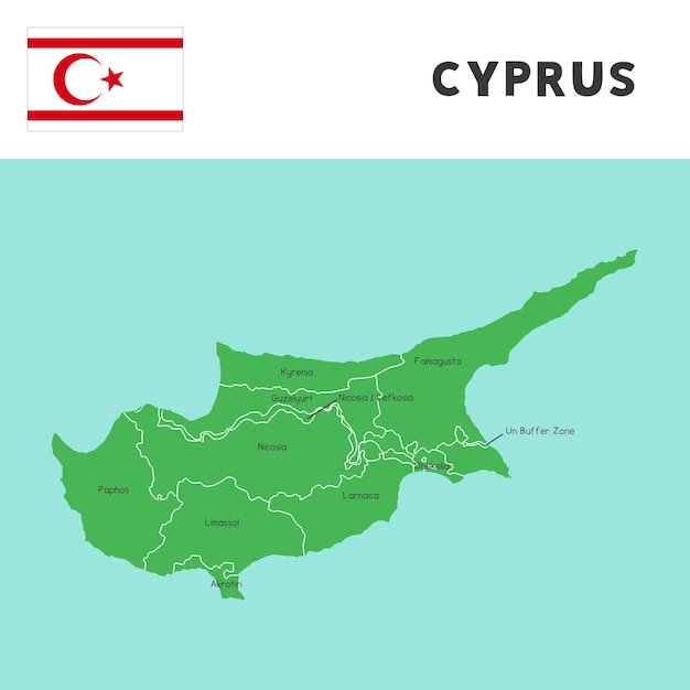 Provinzname in zypern karte und flaggenvektor