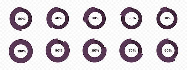 Prozentsatz-kreisdiagramm-symbole statistik-icon-sammlung prozent-statistik-infografik-symbole