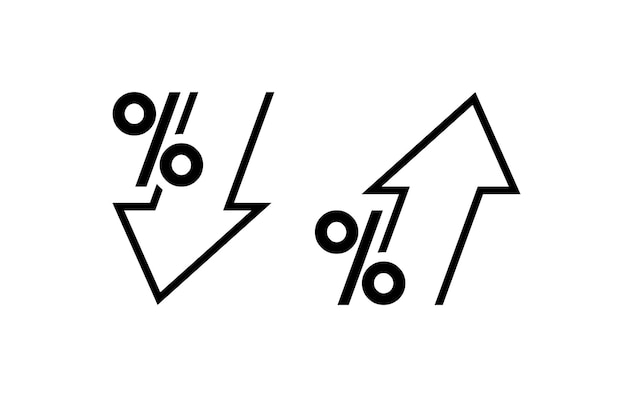 Vektor prozentsatz mit pfeil nach oben und nach unten pfeil mit prozentsatzzeichen