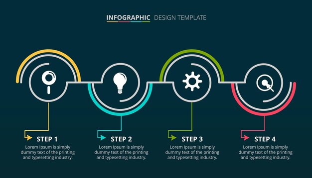 Prozess-infografik-template-design mit 4 schritten vektor-illustration