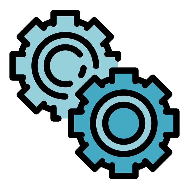 Prozessgetriebe-Symbol Umriss-Prozessgestriebe-Vektor-Symbole Farbe flach isoliert