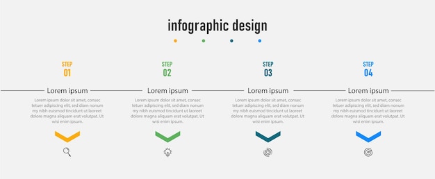 Prozesspräsentation business infografik design elegante professionelle vorlage mit 4 schritten
