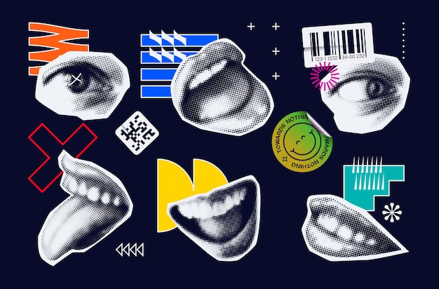 Psychedelische Pop-Art-Grafische Elemente SetxA
