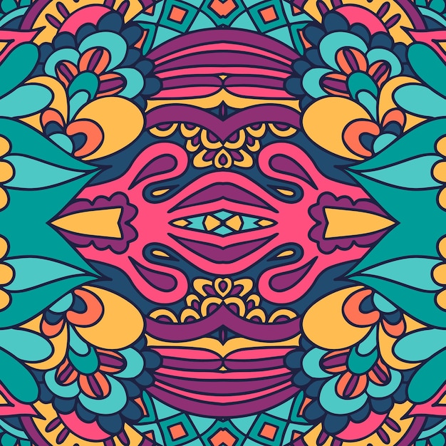 Psychedelisches buntes surreales gekritzelmuster. regenbogenfarben abstraktes muster, labyrinth von ornamenten. vektor handgezeichnete illustration.