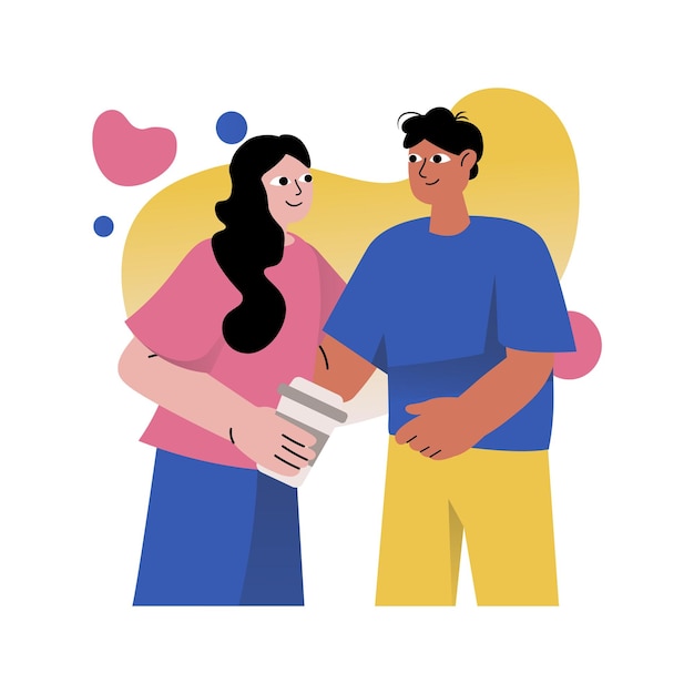 Psychische Gesundheit Konzept mit Menschen Szene in der flachen Cartoon-Design Freunde trafen sich, um einen Spaziergang zu machen