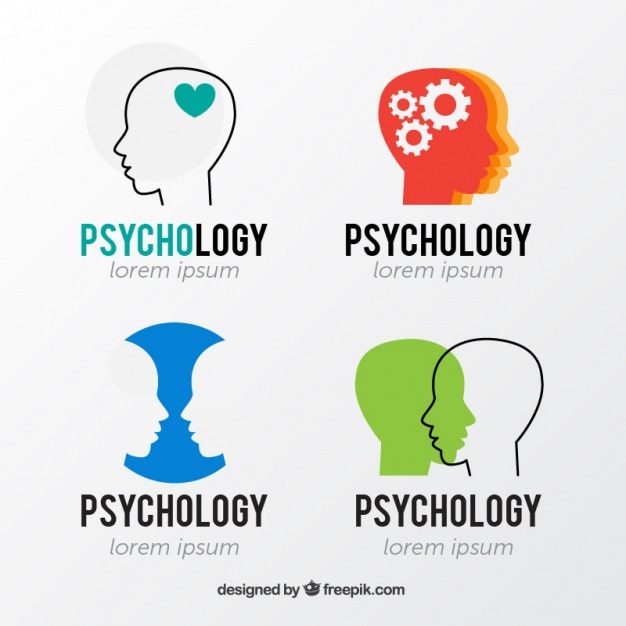 Psychologie logos mit kopf silhouetten