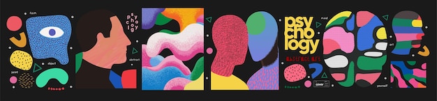 Psychologie Vektorabstrakt moderne Illustration der Psychologie Formen geometrische Objekte geistige schwer