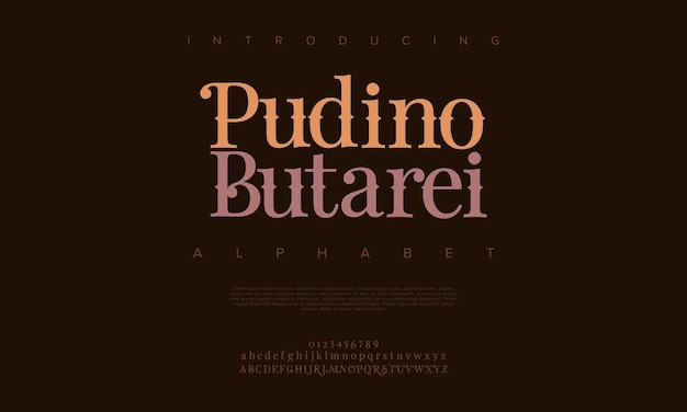 Pudinobutarei Premium-Luxus-elegante Alphabet-Buchstaben und -Zahlen. Eleganter Hochzeits-Typografie-Klassiker