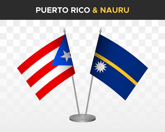 Puerto Rico vs nauru Tischflaggen Mockup isolierte 3D-Vektorillustration Tischflaggen