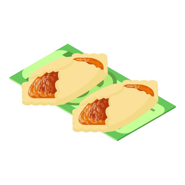 Vektor puff-cookie-symbol isometrischer vektor puff-keks mit aprikosenmarmelade auf einem dollarschein dessert süßes essen