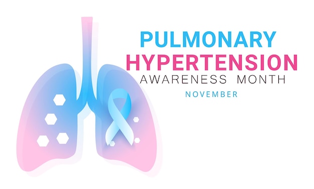 Pulmonale hypertonie-bewusstseinsmonatshintergrund-bannerkarten-plakatschablonenvektor