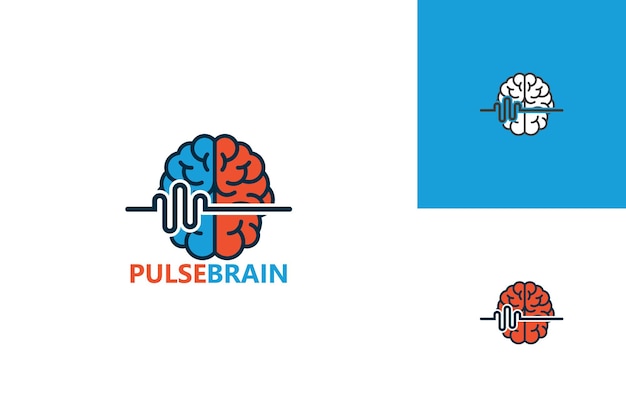 Pulse Brain Logo Template Design Vektor, Emblem, Designkonzept, Kreatives Symbol, Icon