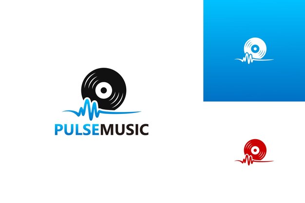 Pulse music logo template design vektor, emblem, designkonzept, kreatives symbol, icon