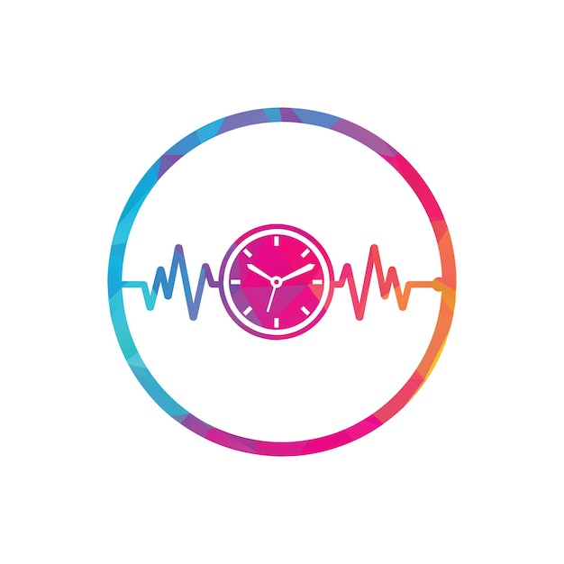 Pulse time logo template design vector herzschlag- und zeitlogo-design-ikone