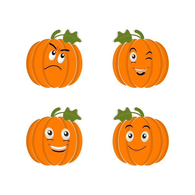 Vektor pumpkins zeichentrickfilm halloween kürbis icon vektor flaches design halloween gruseliger kürbis