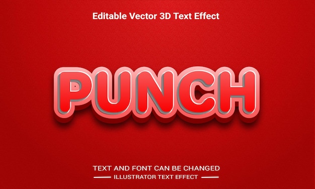 Punch editierbarer 3d-texteffekt vektor