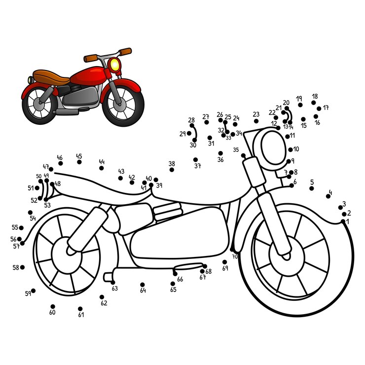 Vektor punkt-zu-punkt-motorrad-isolierte malvorlagen