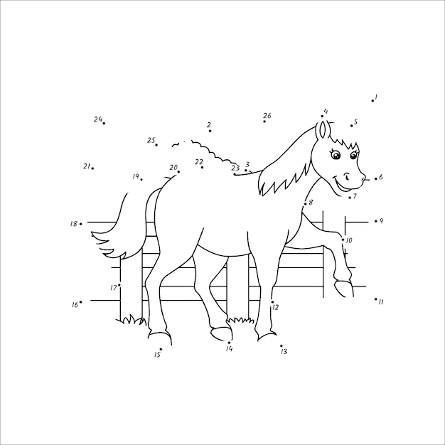 Punkt-zu-Punkt-Pferd Malvorlagen für Kinder