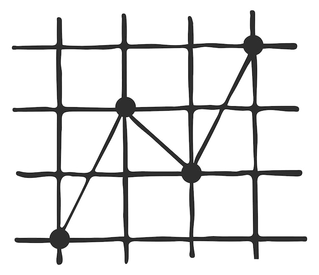 Vektor punktdiagramm-doodle mathe-diagramm schwarzes symbol isoliert auf weißem hintergrund