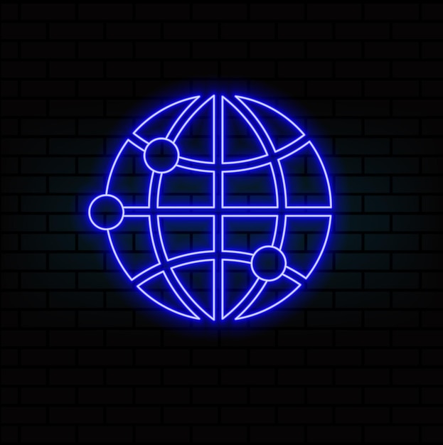 Punkte auf dem Globus Neon-Symbol Elemente der Navigation Set Einfaches Symbol für Websites Webdesign Mobil