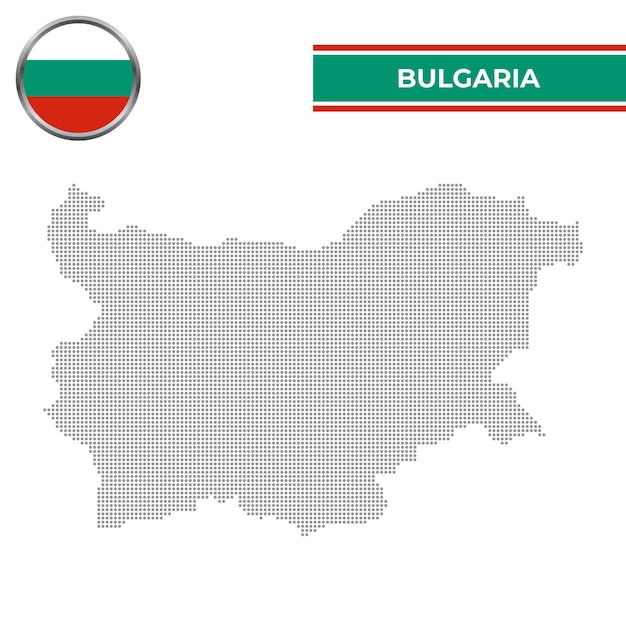 Punktierte Karte Bulgariens mit kreisförmiger Flagge