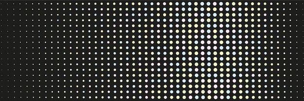 Punktmuster von Verlaufsfarben in Größe, Textur und Hintergründen, schwarzer Hintergrund
