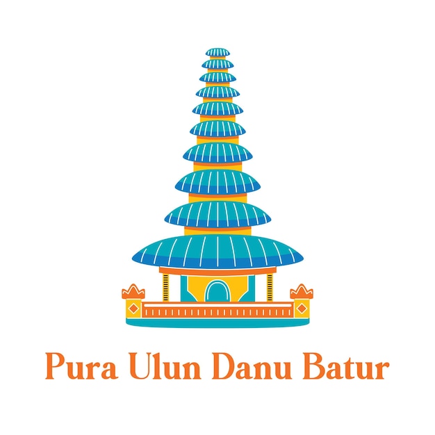 Pura Ulun Danu Batur im flachen Designstil