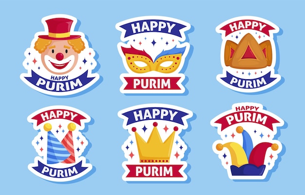 Purim-festival-aufkleber-set