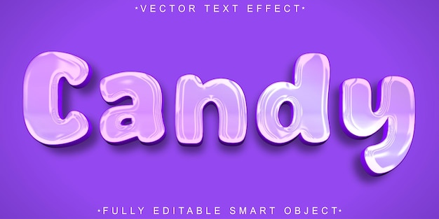 Purle Yummy Cute Candy Vector Vollständig bearbeitbares Smart Object Text-Effekt