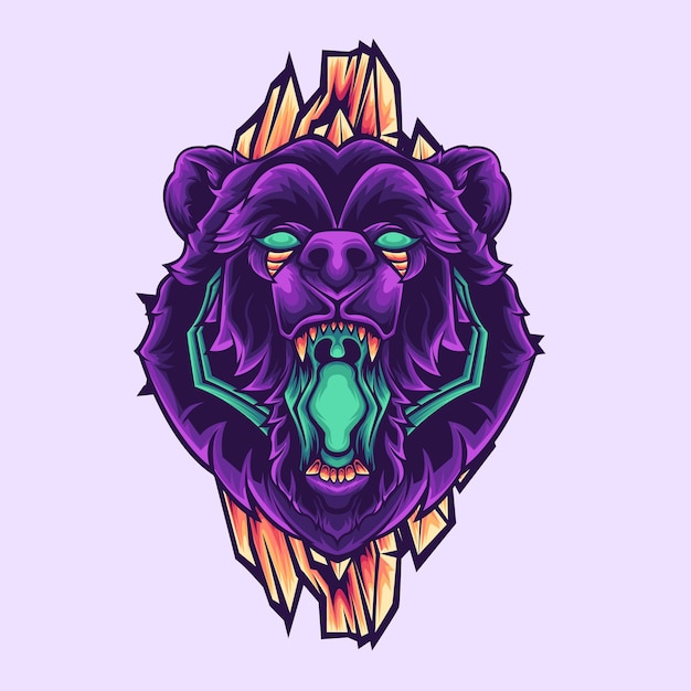 Vektor purple bear maskottchen