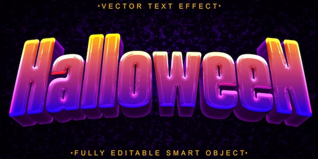 Purple Cartoon Halloween Vector Vollständig bearbeitbares Smart Object Text-Effekt