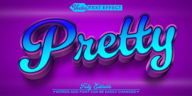 Purple Pretty Vector-Editierbare Texteffektvorlage