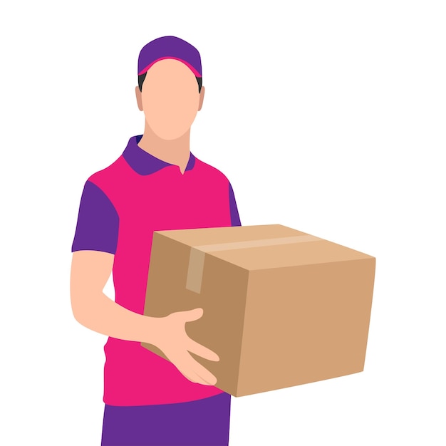 Purple Uniformed Courier liefert Pakete effizient