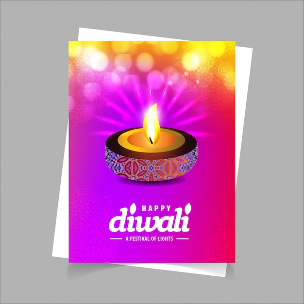 Purpurroter hintergrund des diwali-designs und typografievektor