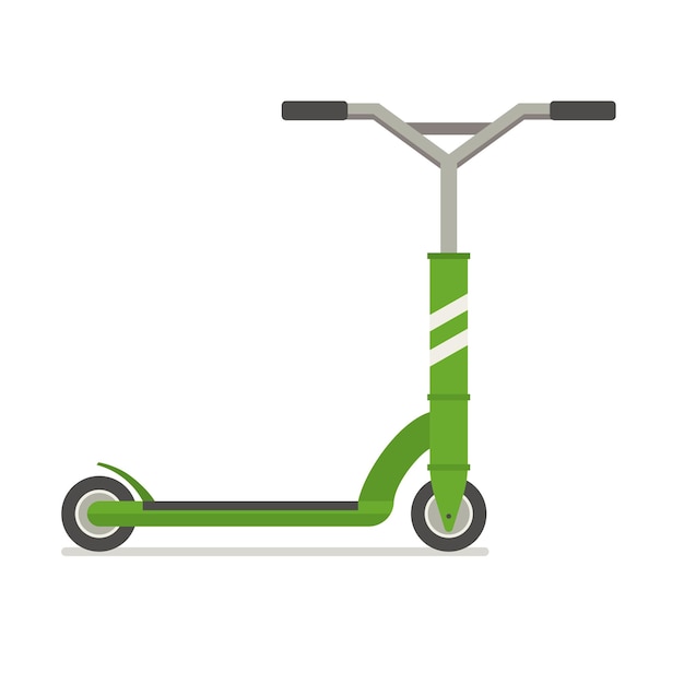 Push-scooter-illustration balance-kick-bike in grüner farbe isoliert auf weißem hintergrund