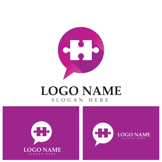 Puzzle-chat-logo-vorlagenillustration