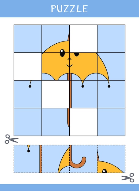 Puzzle für kinder vektor-arbeitsblatt ausschneiden und kleben