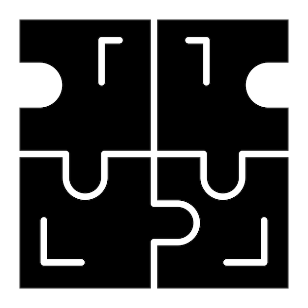 Puzzle-Glyphe, solide schwarze Illustration