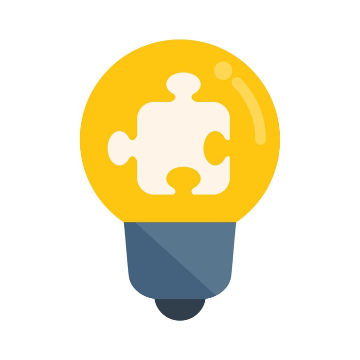 Vektor puzzle-idee, glühbirnen-symbol, flacher vektor. geschäftslösung. denken sie an ein isoliertes start-up