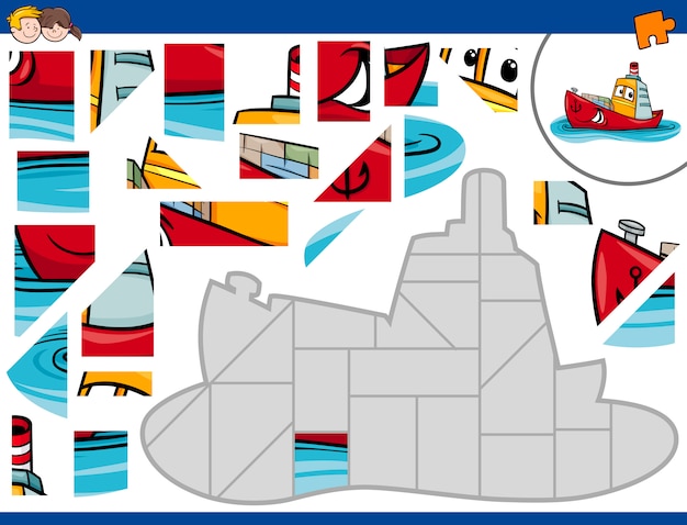 Vektor puzzle mit schiff