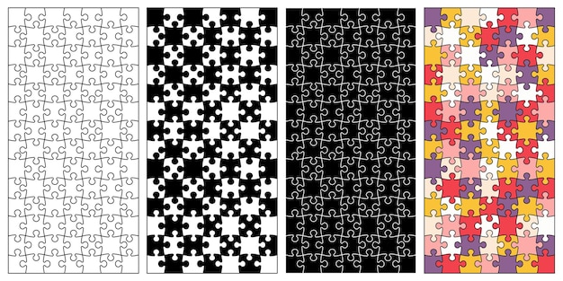 Puzzle-puzzle-vektor-hintergrund-set puzzleteile verbunden mit flacher hintergrundkollektion